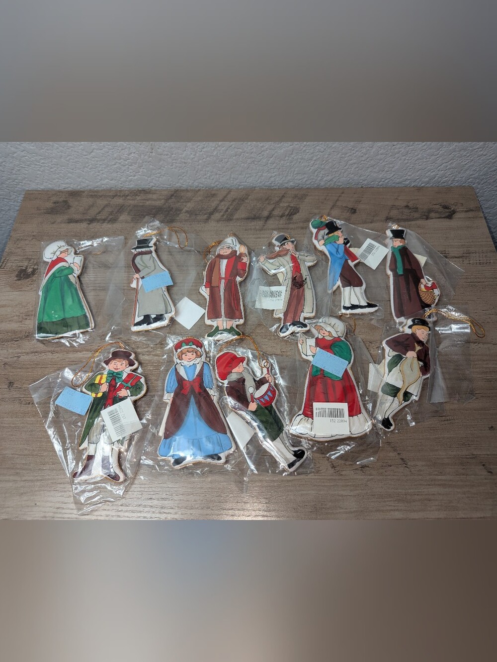 Vintage Dickens A Christmas Carol Fabric Ornaments - Set of 11 Carolers